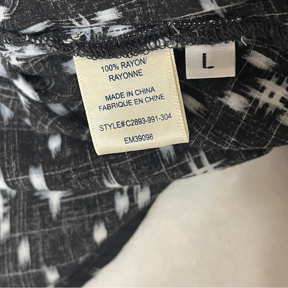 Cloth & Stone Women's Blouse Top Kasuri Hipster Star Print Black White Large - Picture 11 of 14